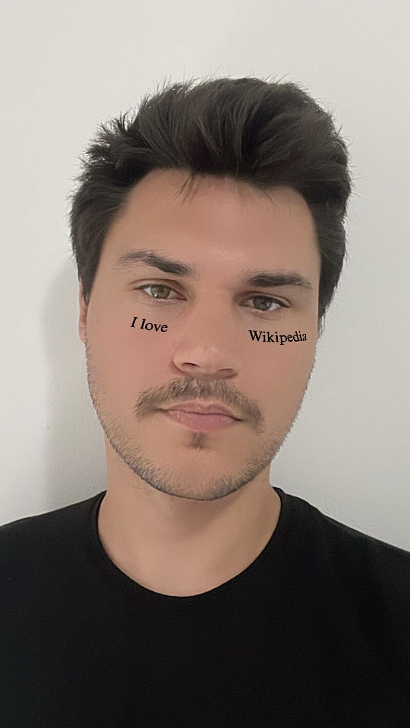 A selfie taken using a digital filter overlay