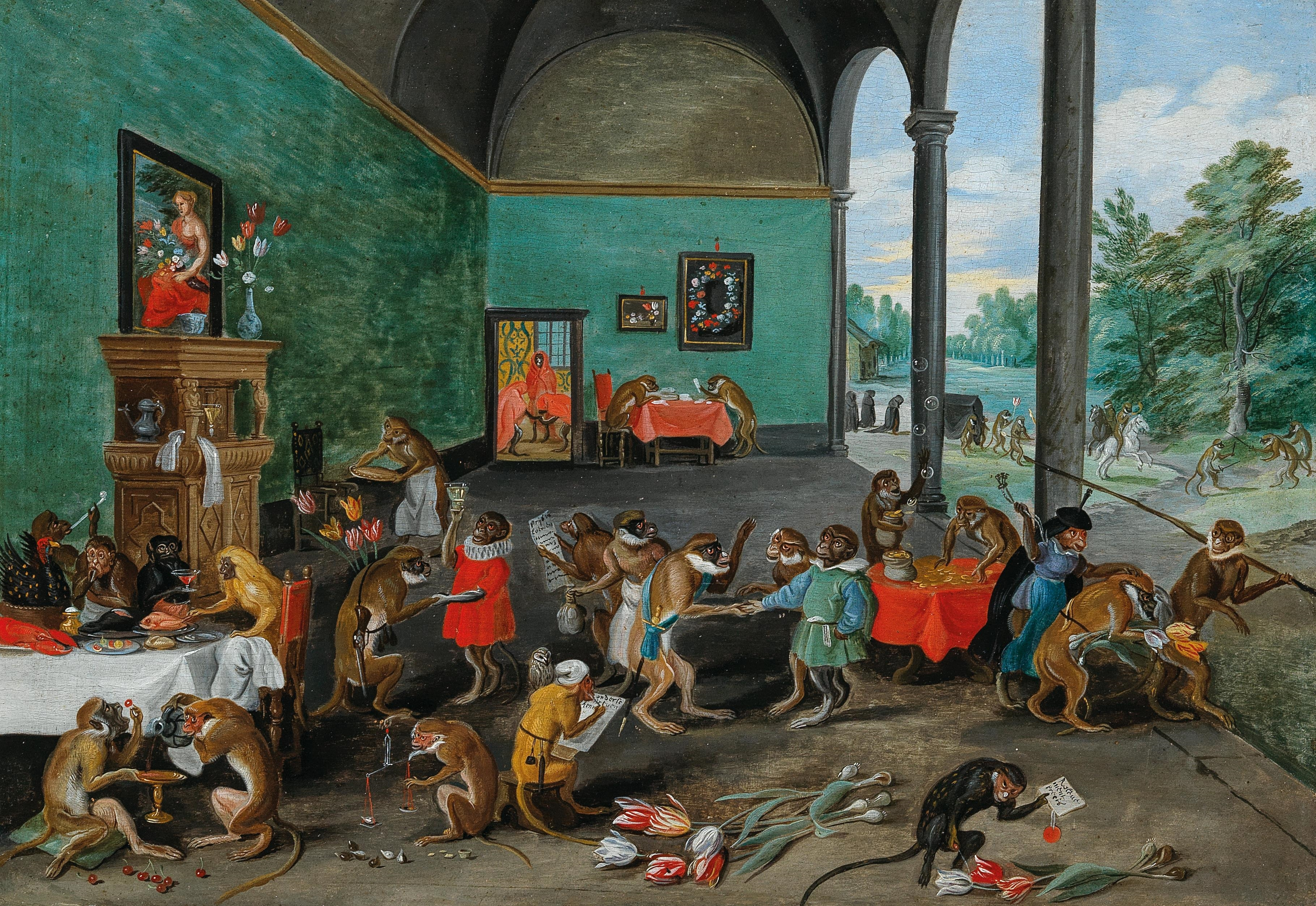 An allegorical seventeenth-century painting about tulip mania