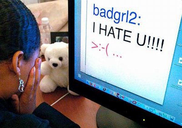 Illustration of online dog-piling, where multiple people target a single person — a common pattern in cyberbullying