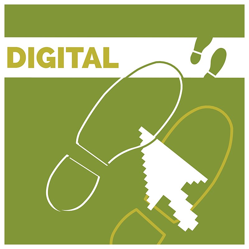 A digital illustration representing the concept of a digital footprint — the trail of data left behind by online activity