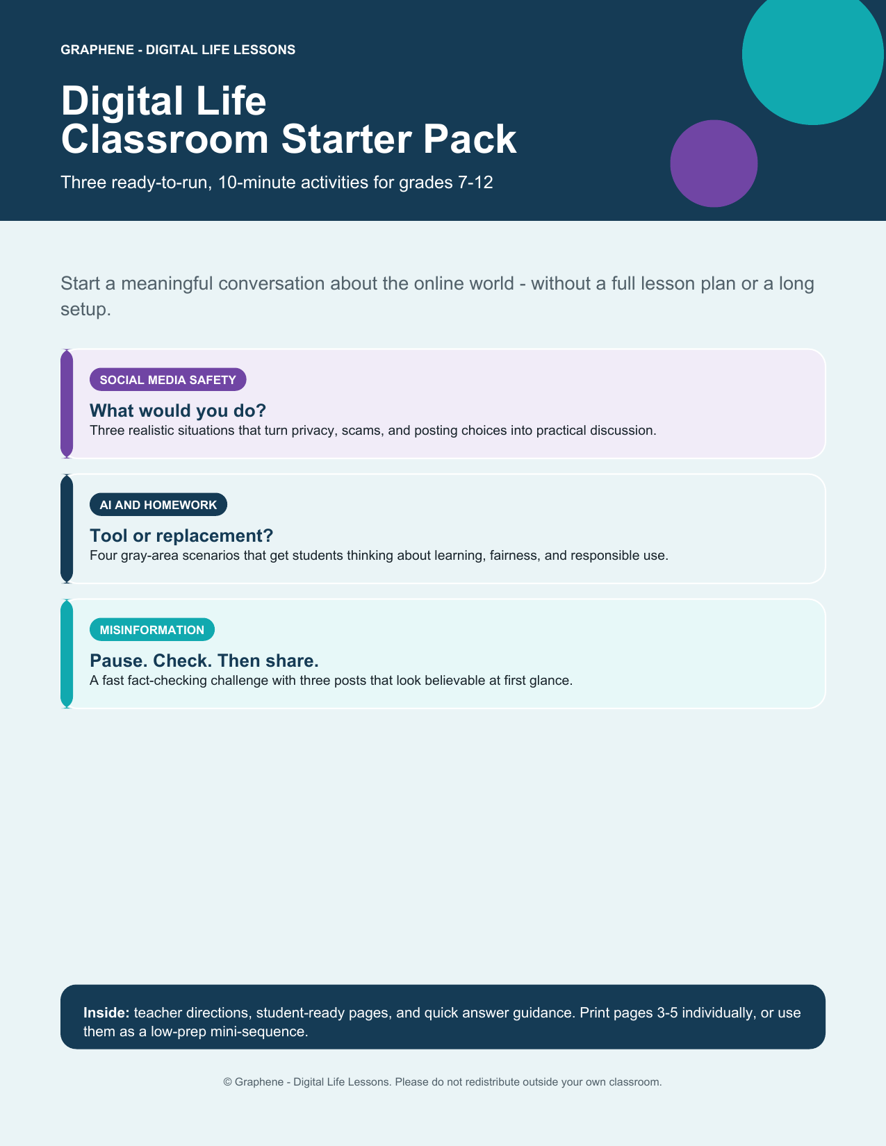 Cover of the Digital Life Classroom Starter Pack