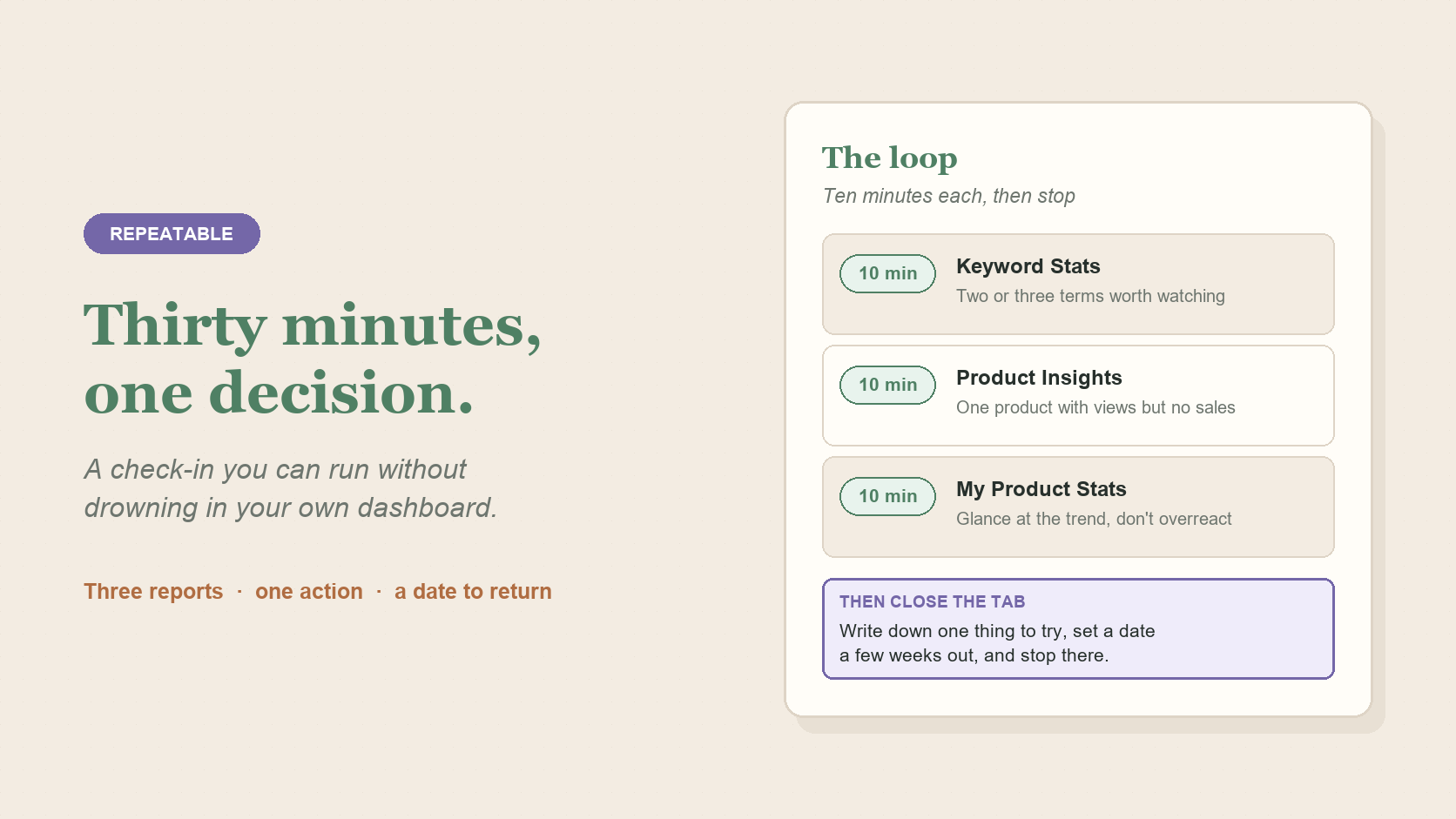 Illustration for: A 30-minute TPT seller data check-in